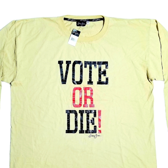 Vintage 2004 Diddy Sean John Vote Or Die Mens Long Sleeve Tshirt Gold 4X NWT - Picture 2 of 5